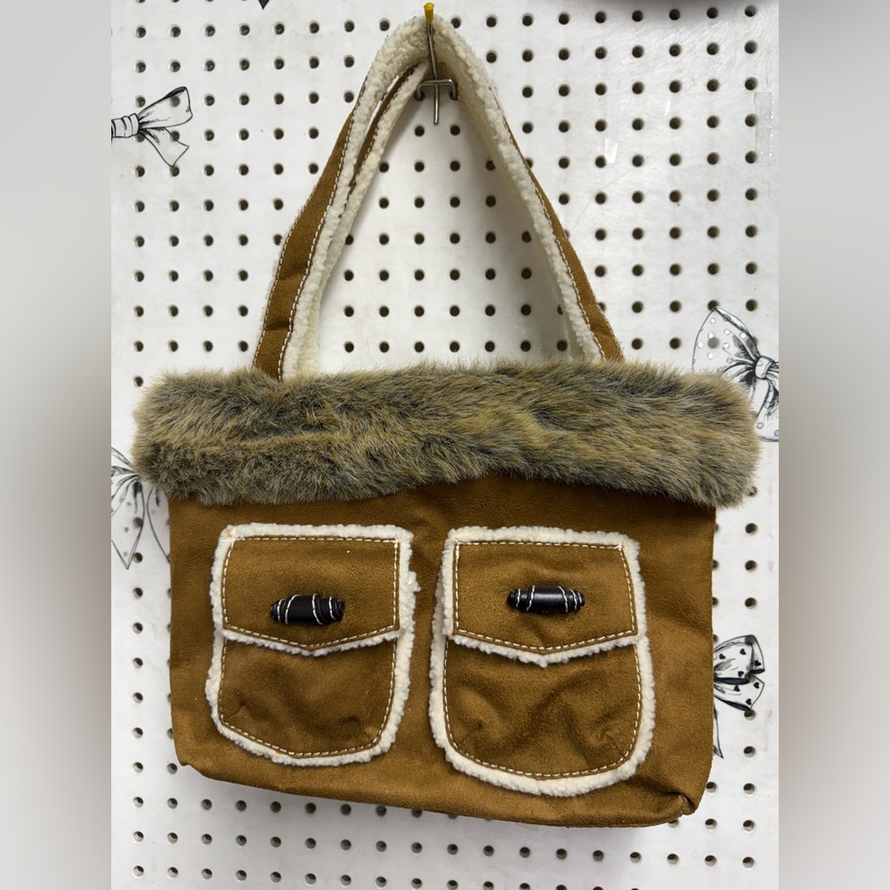 Bath & Body Works Tan Tote with Faux Fur Trim